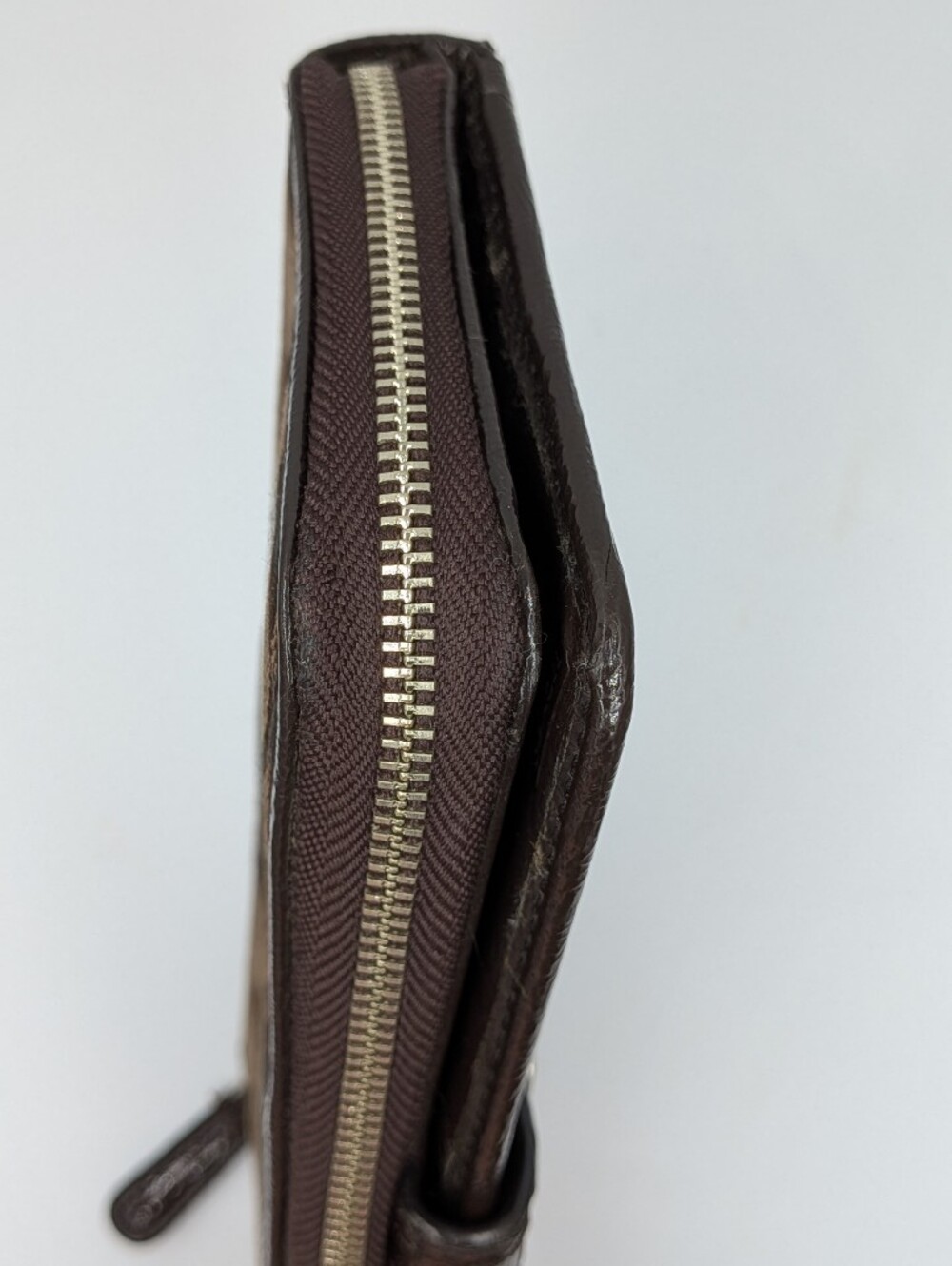 Coach Signature C Jacquard Canvas Patent Leather Zip Around Folding Wallet Dark - Picture 6 of 16